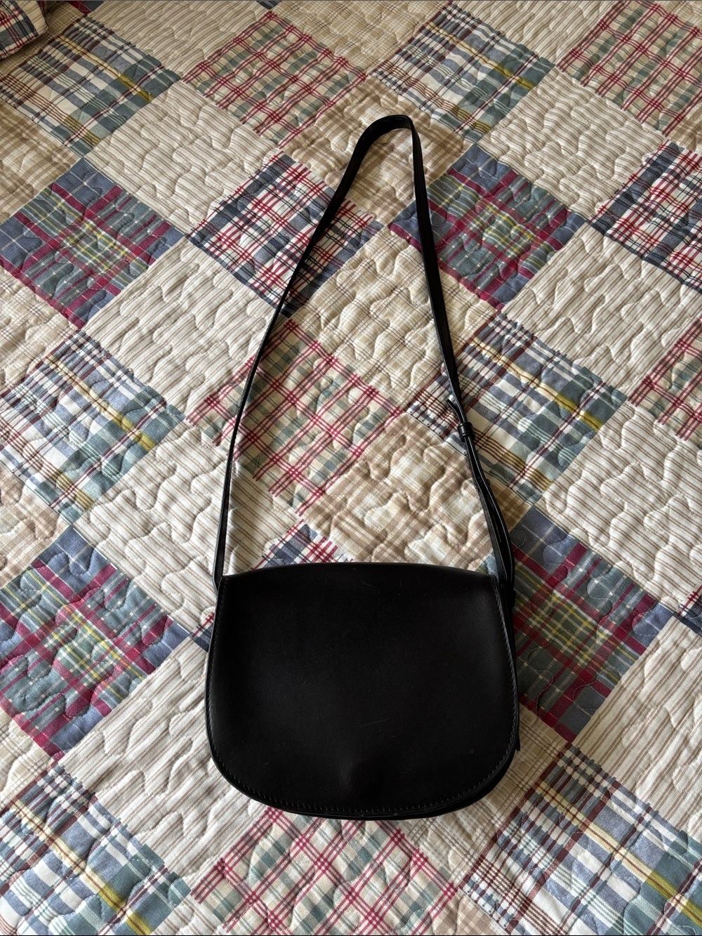 L.L. Bean Black Leather Crossbody Shoulder Bag